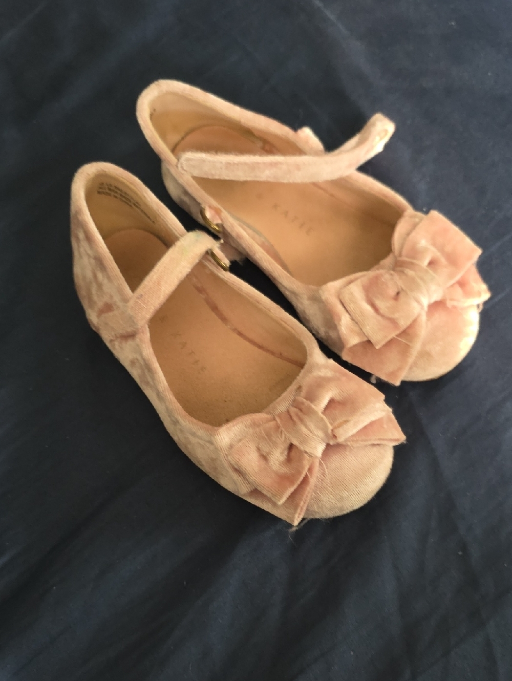 Girls Pink Velvet Bow Mary Jane Shoes